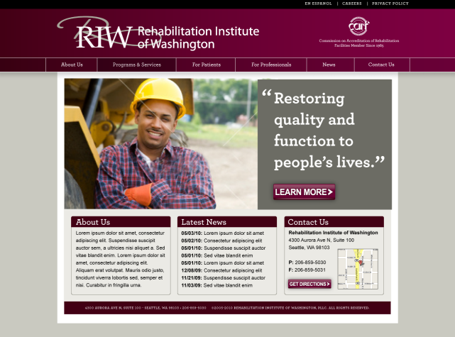 Rehabilitation Institute of Washington Visual Design Study