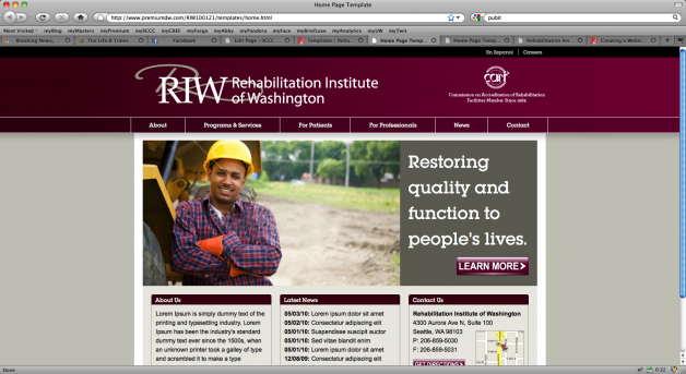 Rehabilitation Institute of Washington Home Page Template, by Mike Sinkula