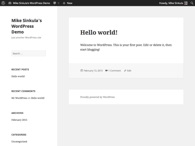 The WordPress Default 2015 Theme