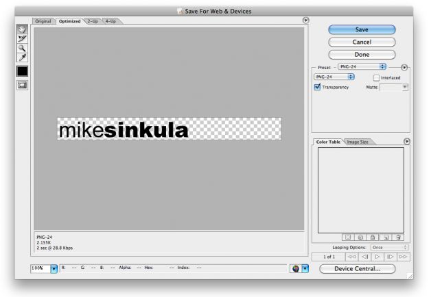Save For Web as PNG
